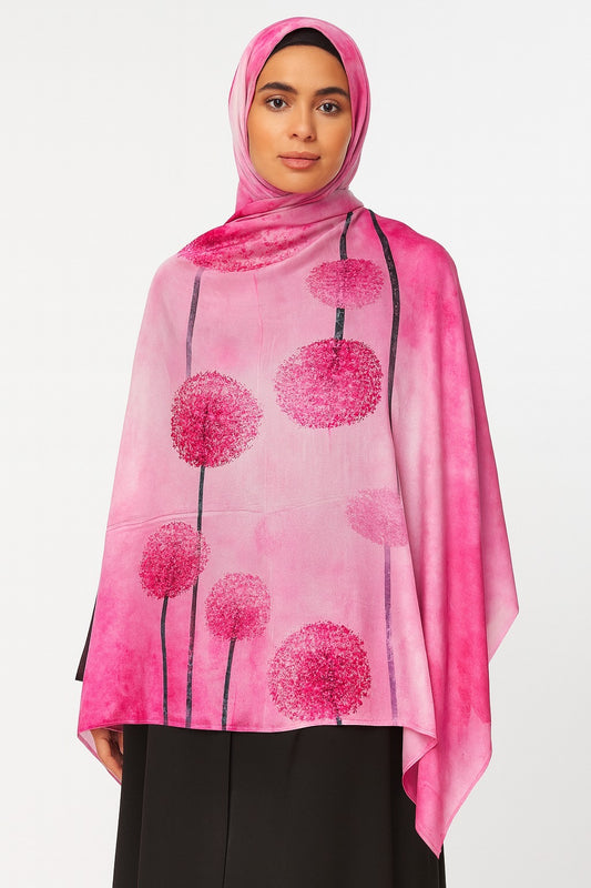 Large Satin Silk Scarf - Pink Cresedia