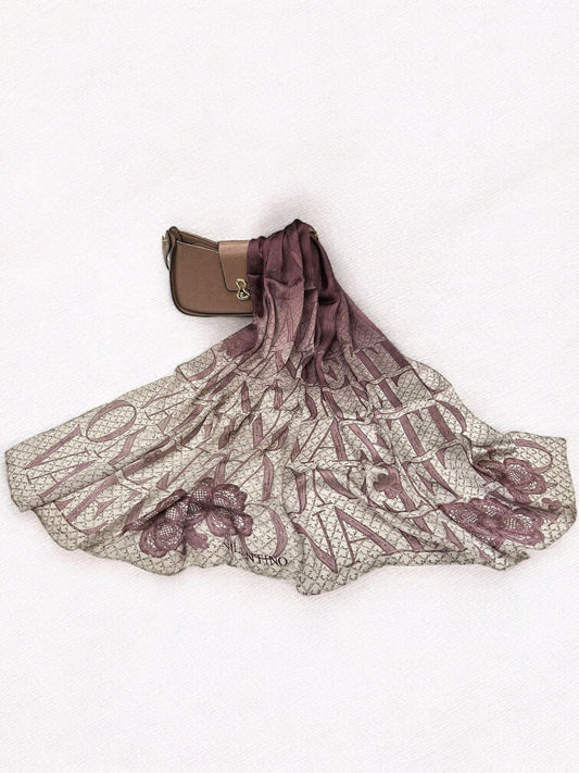Satin Silk Scarf - Ombre Mauve Valentino