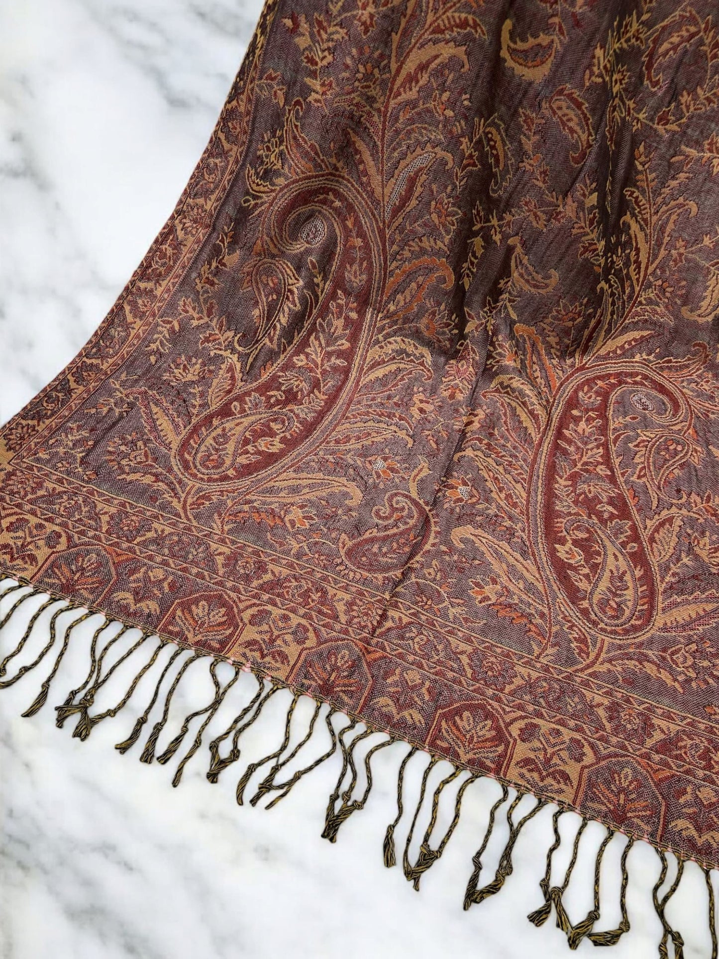 Lilac Coral Curved Paisley Pashmina Hijab