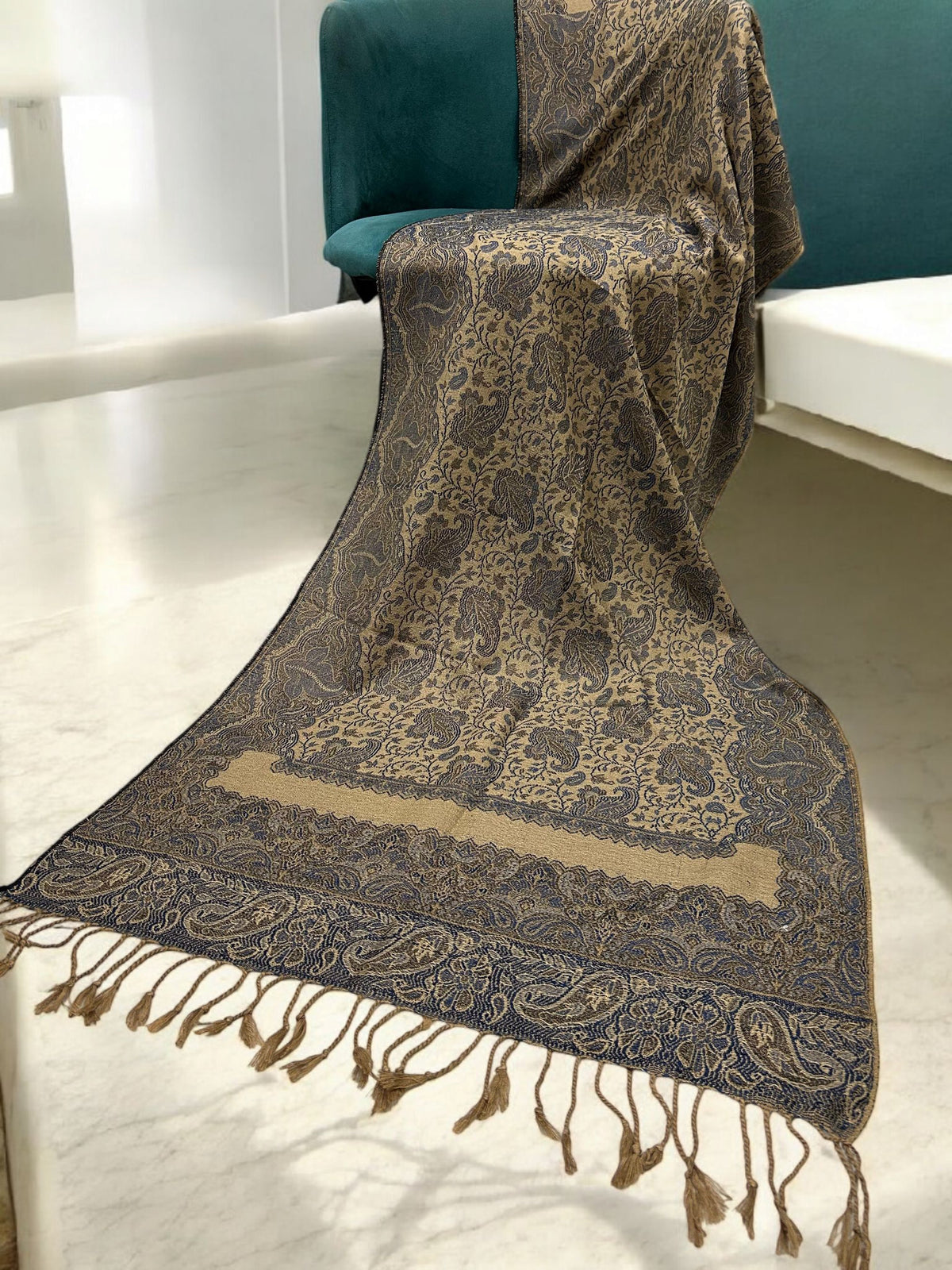 Light Purple Damask Paisleys Dual Tone Pashmina Hijab