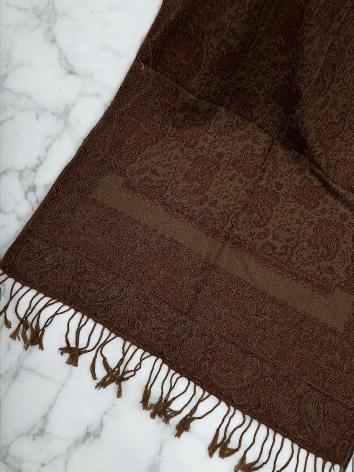 Coffee Rust Damask Paisleys Dual Tone Pashmina Hijab