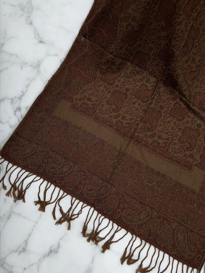 Coffee Rust Damask Paisleys Dual Tone Pashmina Hijab