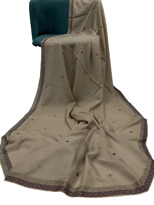 Beige Maroon Double Border Shaal