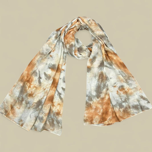 Peachish Grey White Blur Printed Modal Hijab