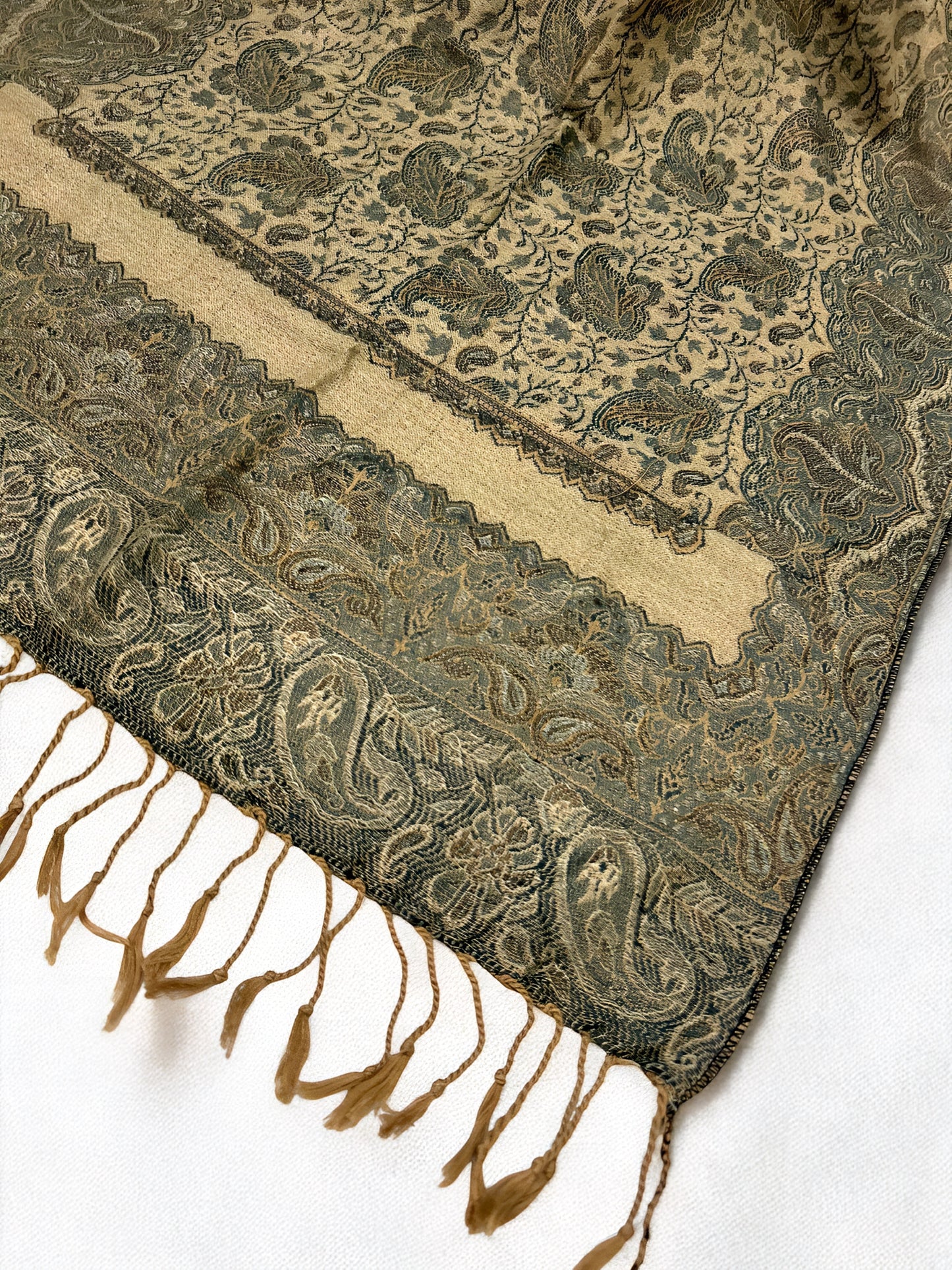 Beige Mint Green Dual Tone Pashmina Hijab