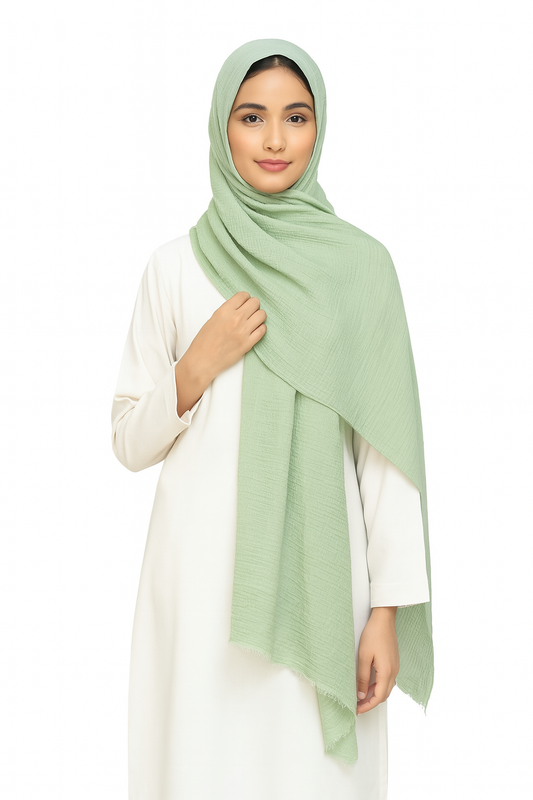 Pista Green - Crimp Lawn Hijab