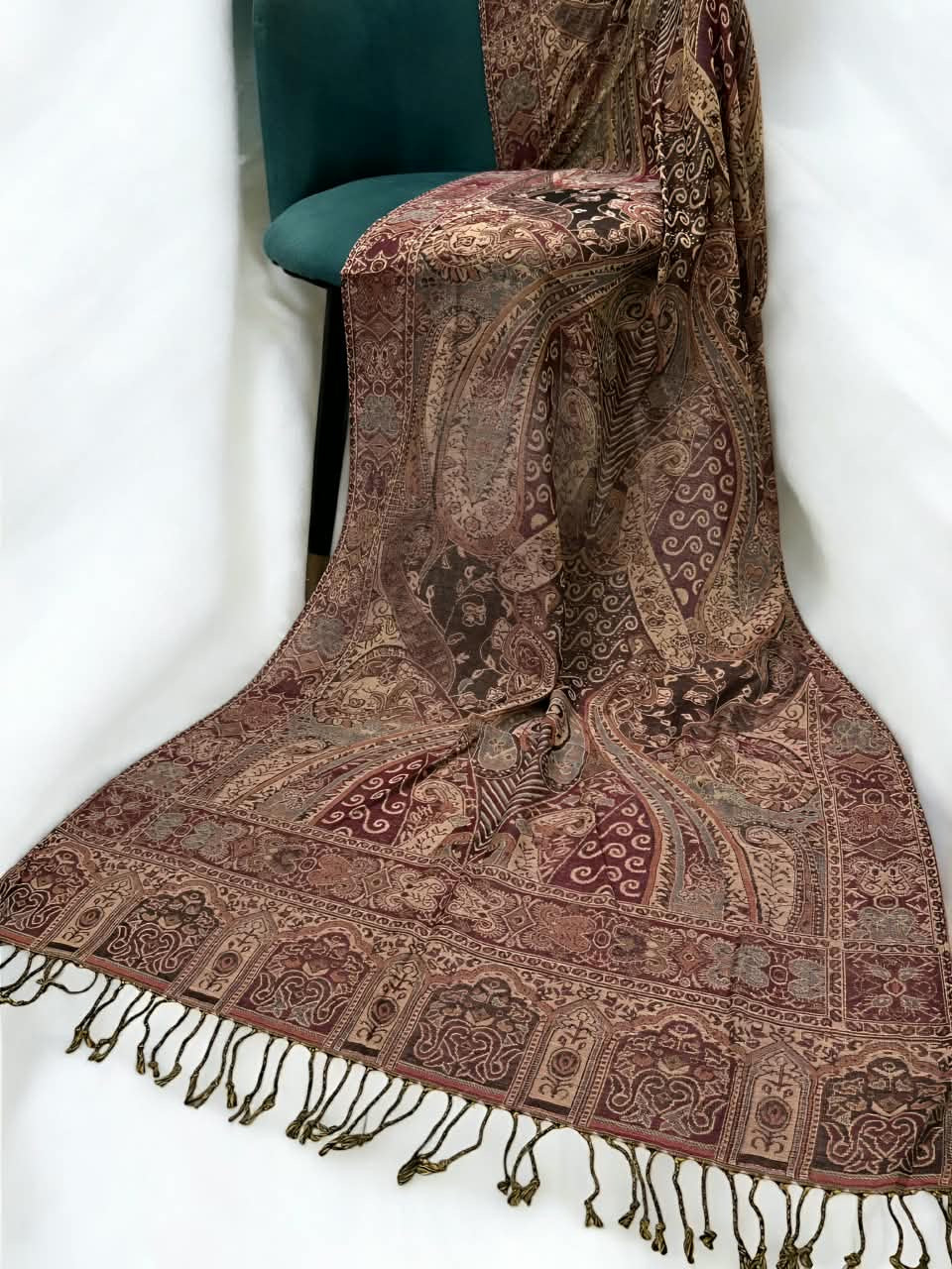 Skin Deep Maroon Persian Paisley Dual-Tone Pashmina Hijab