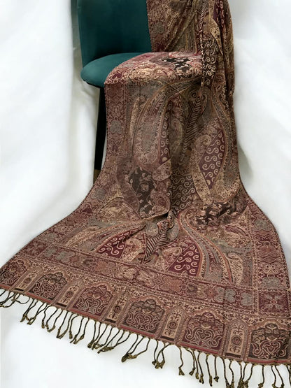 Skin Deep Maroon Persian Paisley Dual-Tone Pashmina Hijab