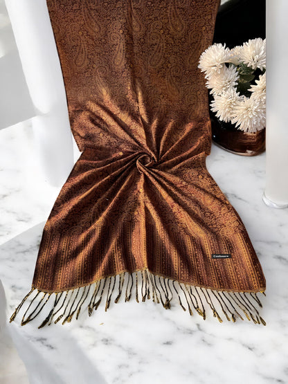 Pure Rust Paisley Pashmina Hijab Shaal