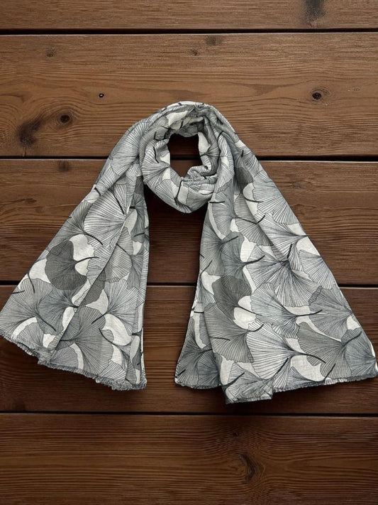 Grey Smoke Seashells Printed Modal Hijab