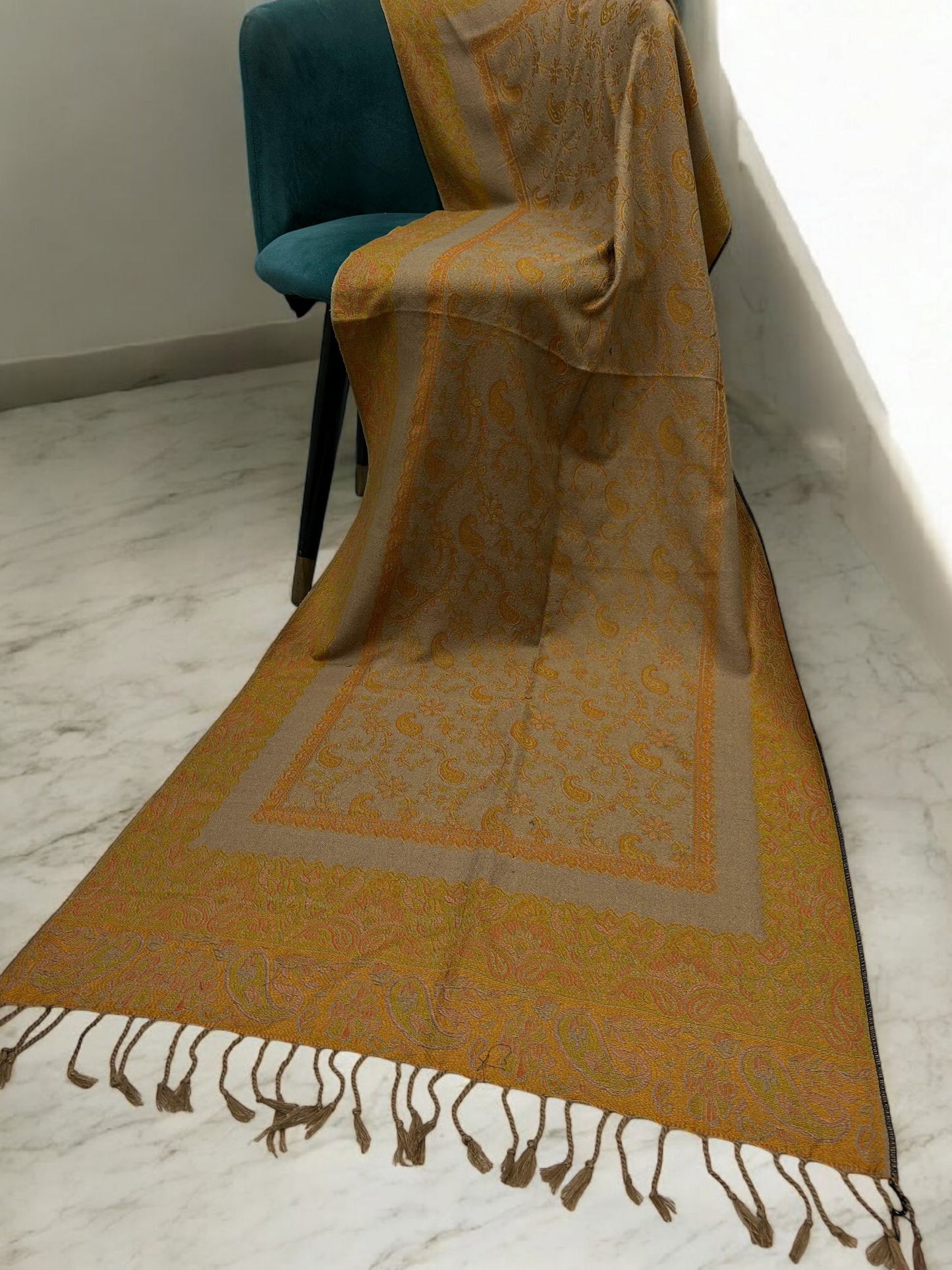 Beige Orange Little Paisleys Two-Tone Pashmina Hijab