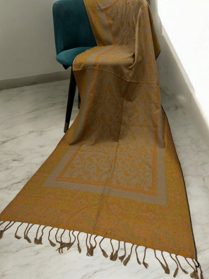 Beige Orange Little Paisleys Two-Tone Pashmina Hijab