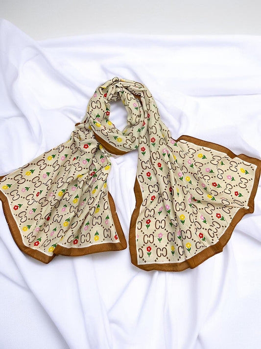 Almond Brown Gucci Printed Modal Hijab