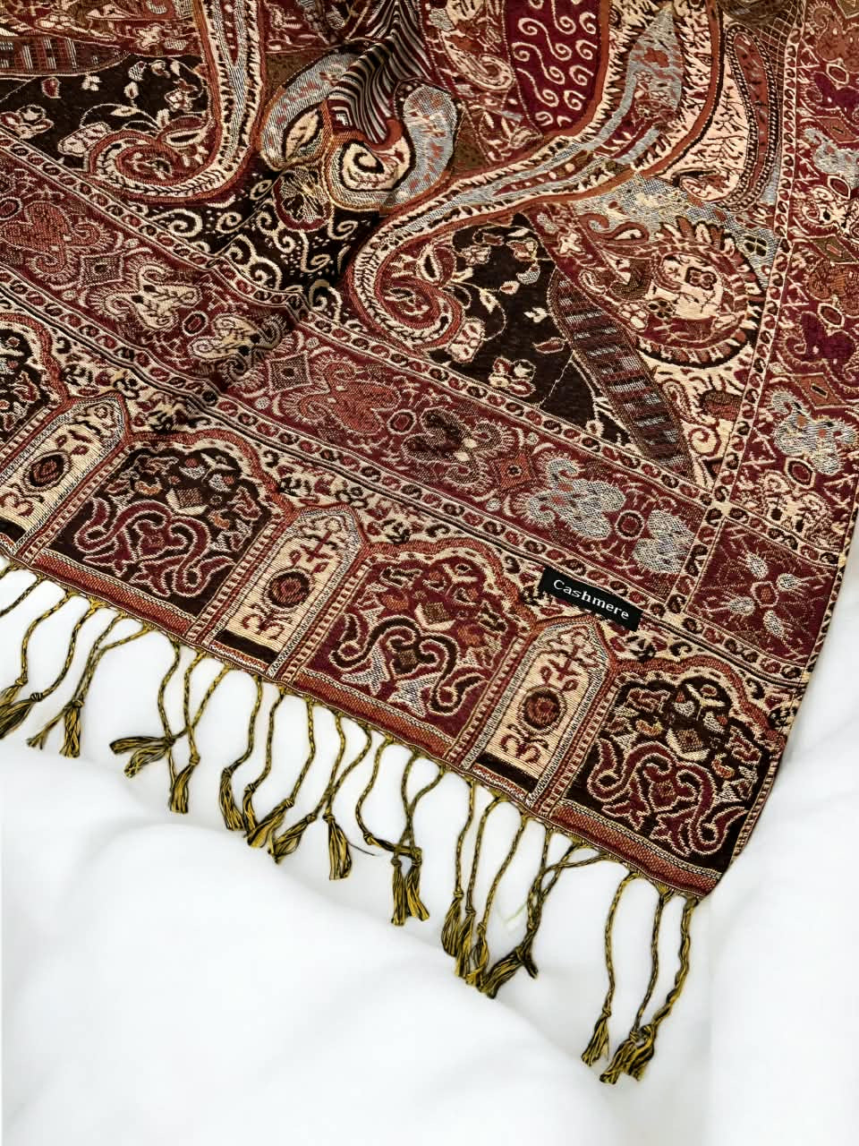 Walnut Brown Skin Persian Paisley Dual-Tone Pashmina Hijab