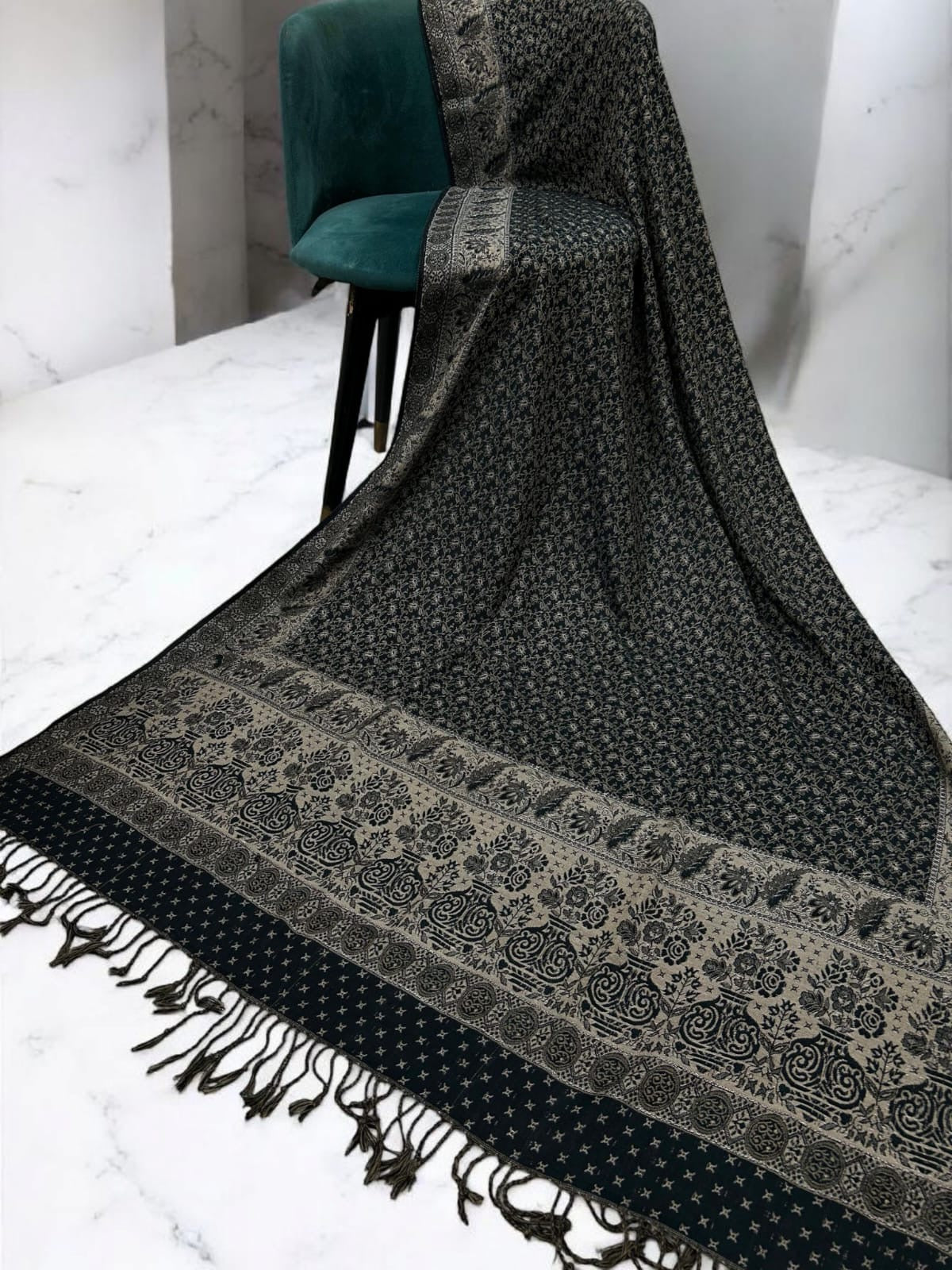 Starry Pashmina Shawl - Black Greige