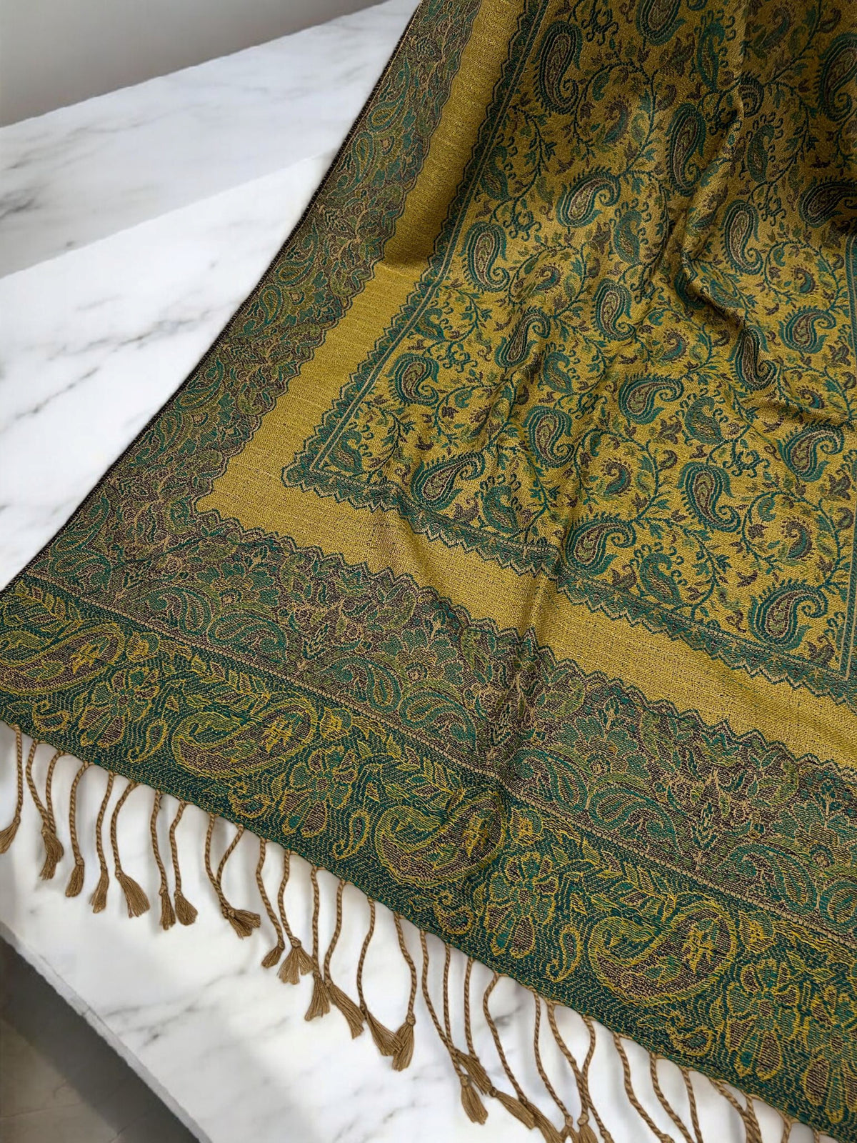 Dew Teal Little Paisleys Two-Tone Pashmina Hijab