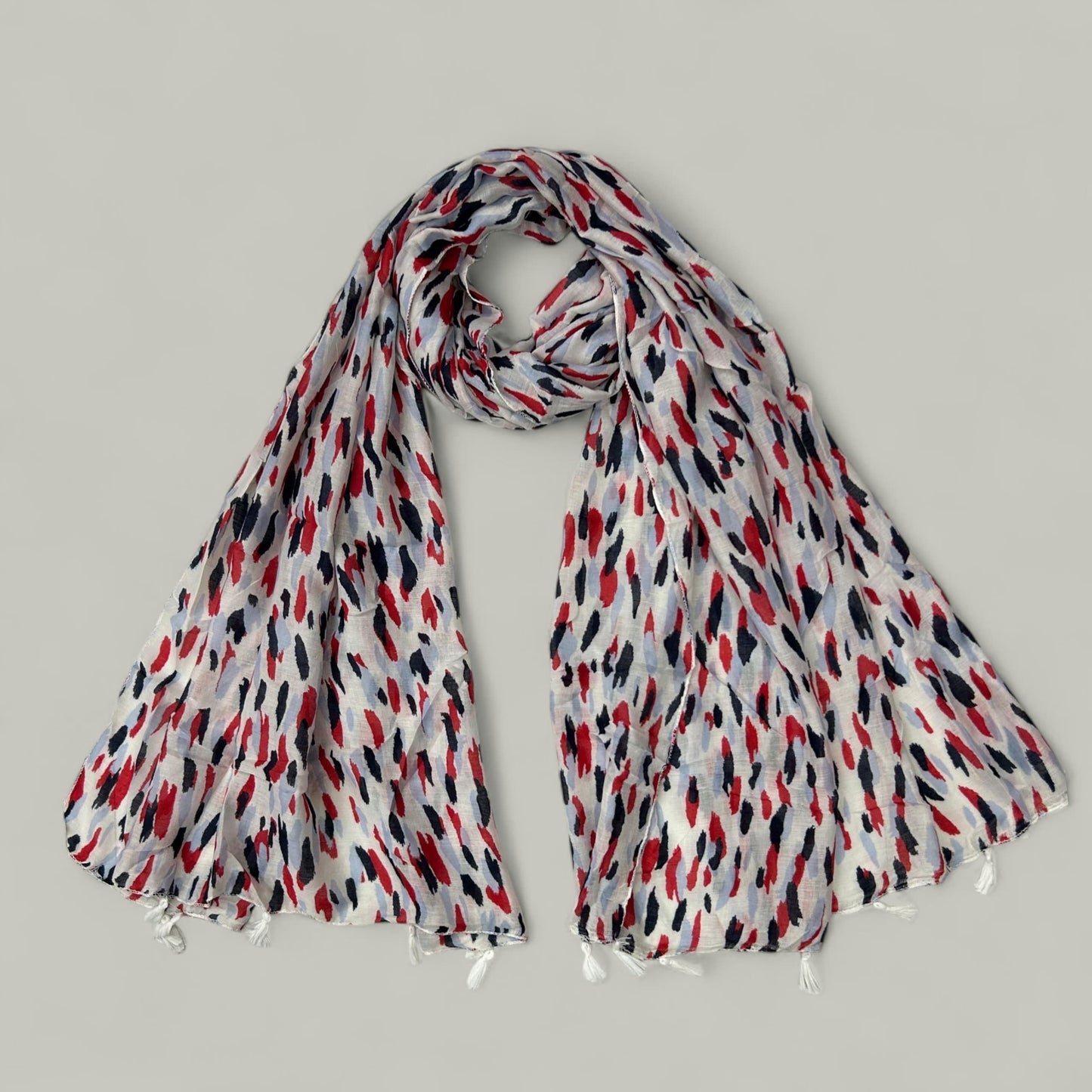 Red Ash White Patterns Printed Modal Hijab