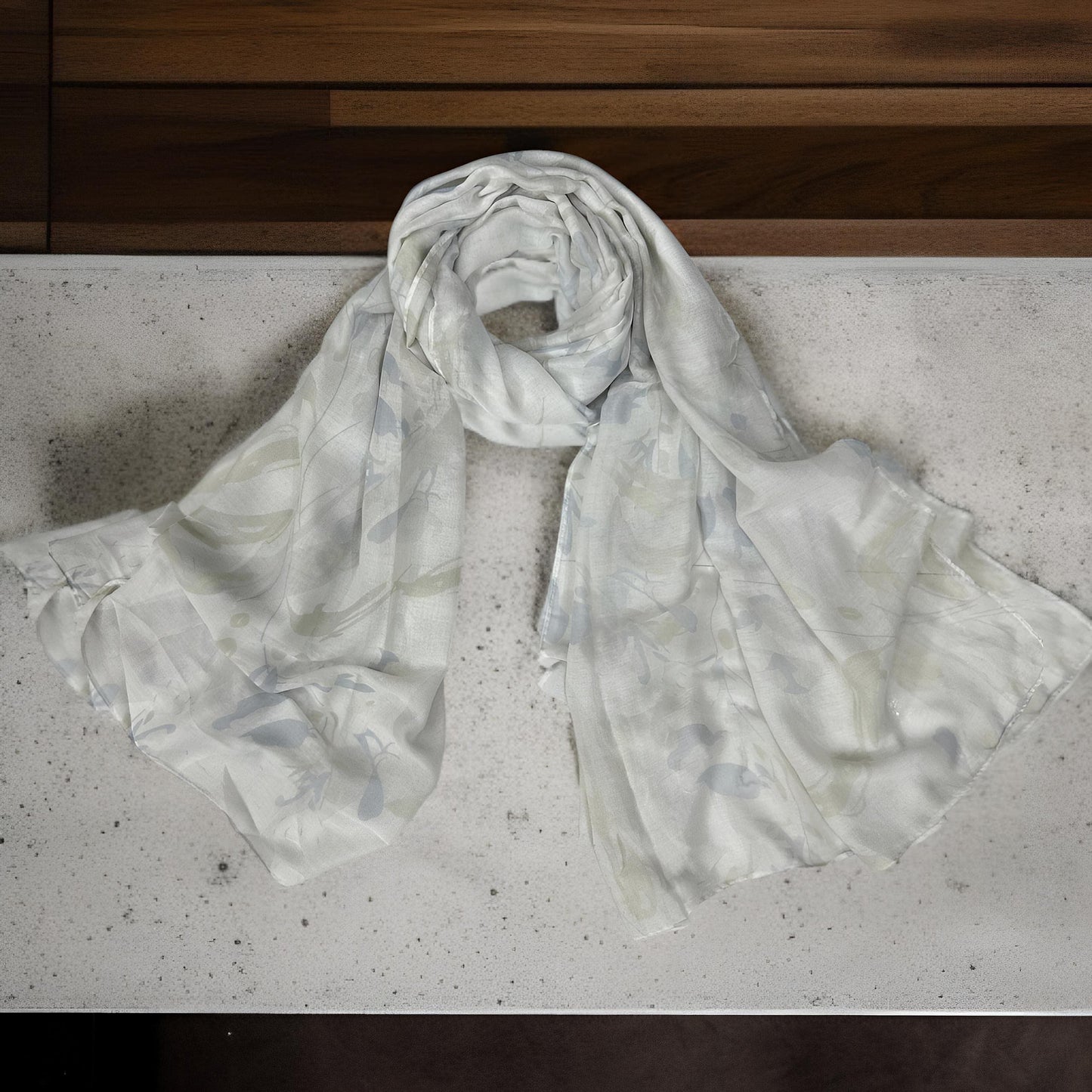 Pure White Floral Printed Lawn Hijab