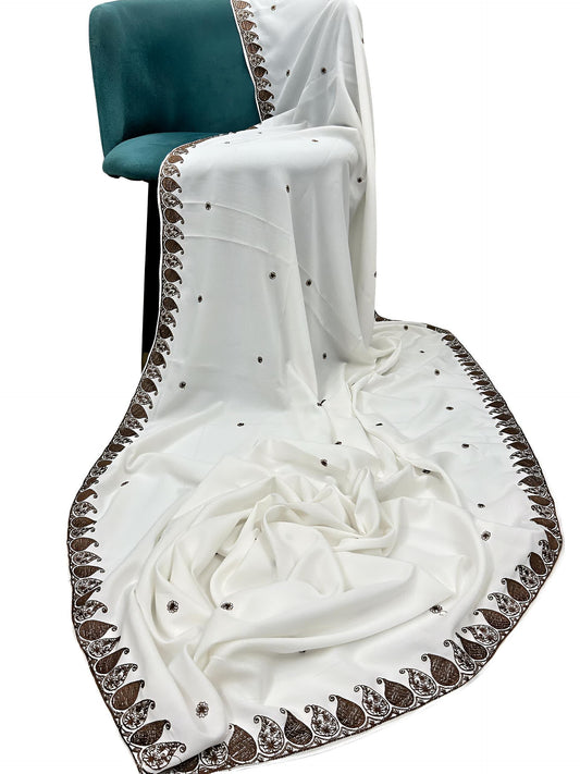 White Brown Paisley Shaal