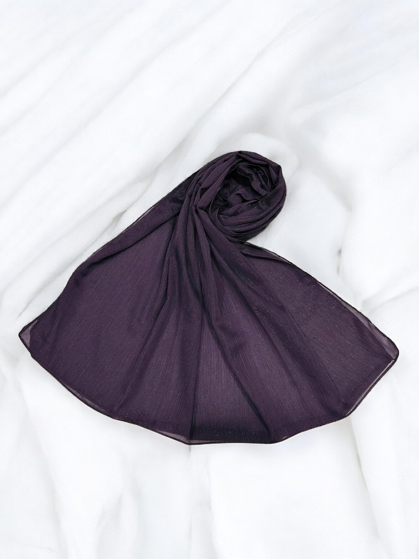Dark Purple - Crinkle Shimmer Chiffon Wedding Party Occasion Hijab Scarf