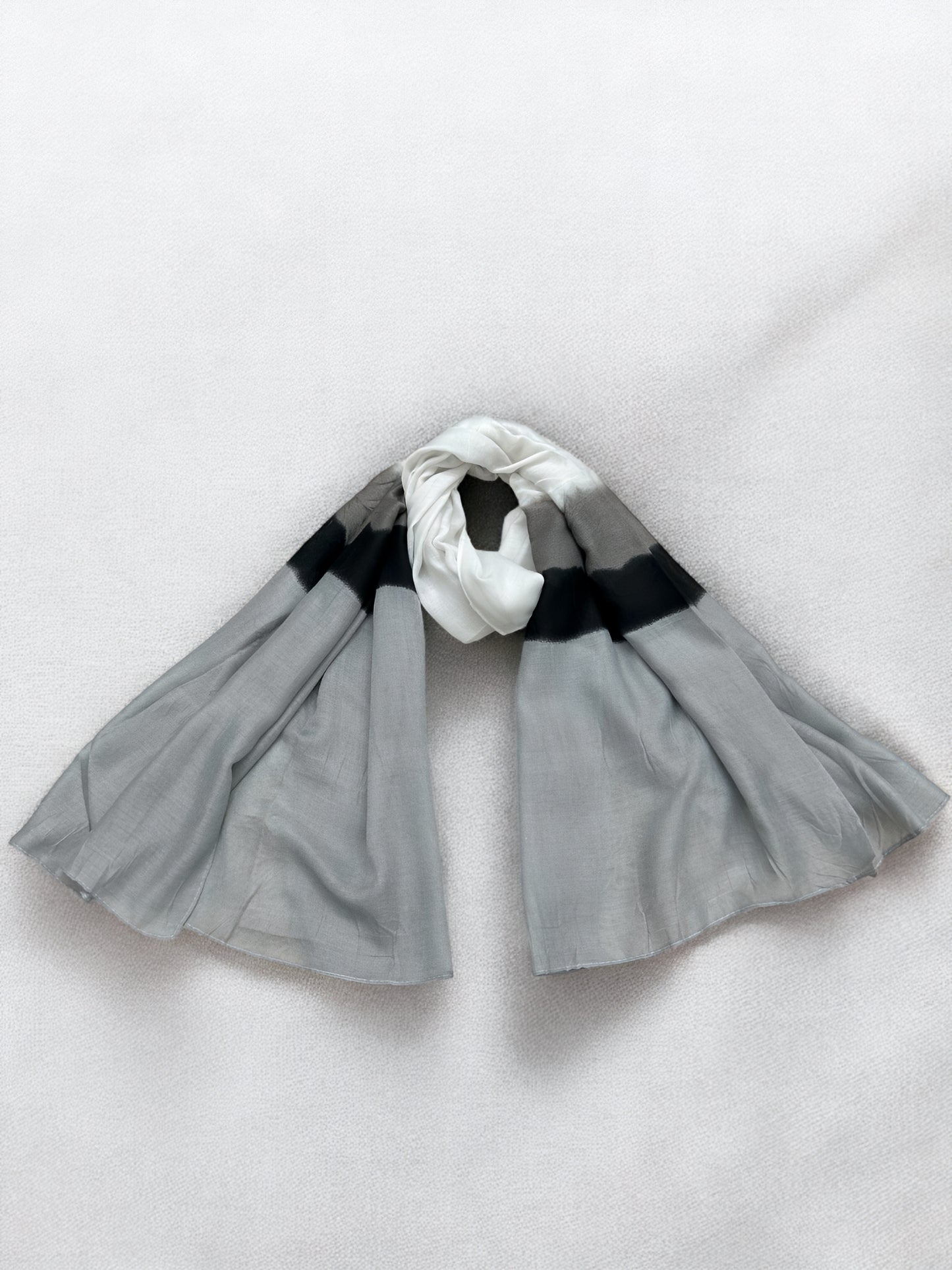 Grey Black Tie-Dye Printed Modal Hijab