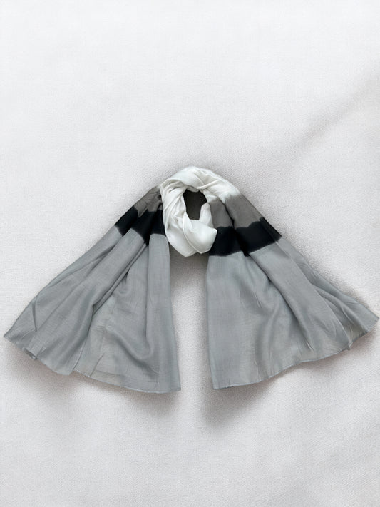 Grey Black Tie-Dye Printed Modal Hijab