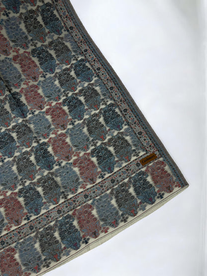 Creamy Blue Paisleys Pashmina Hijab