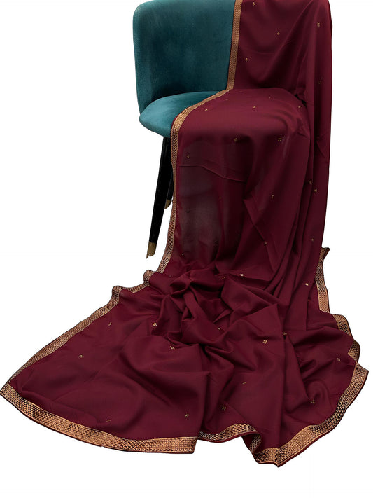 Maroon Peach Border Shaal