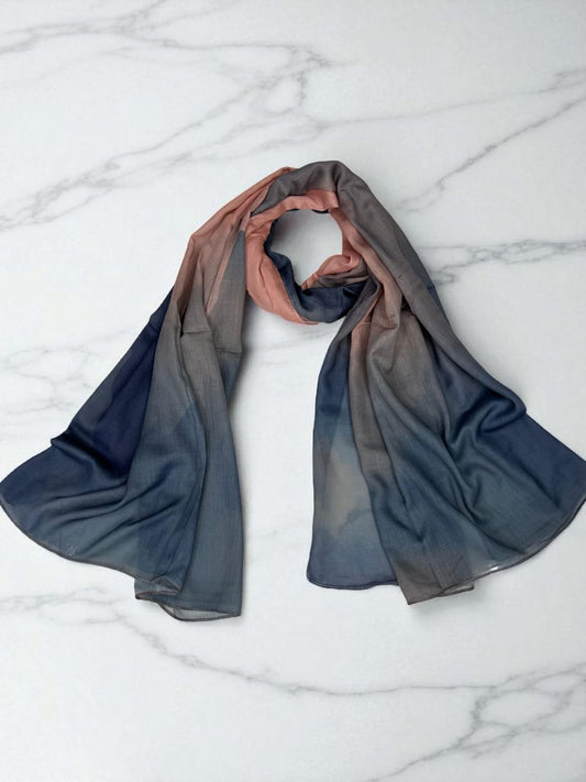 Blue Coral Tie-Dye Printed Modal Hijab