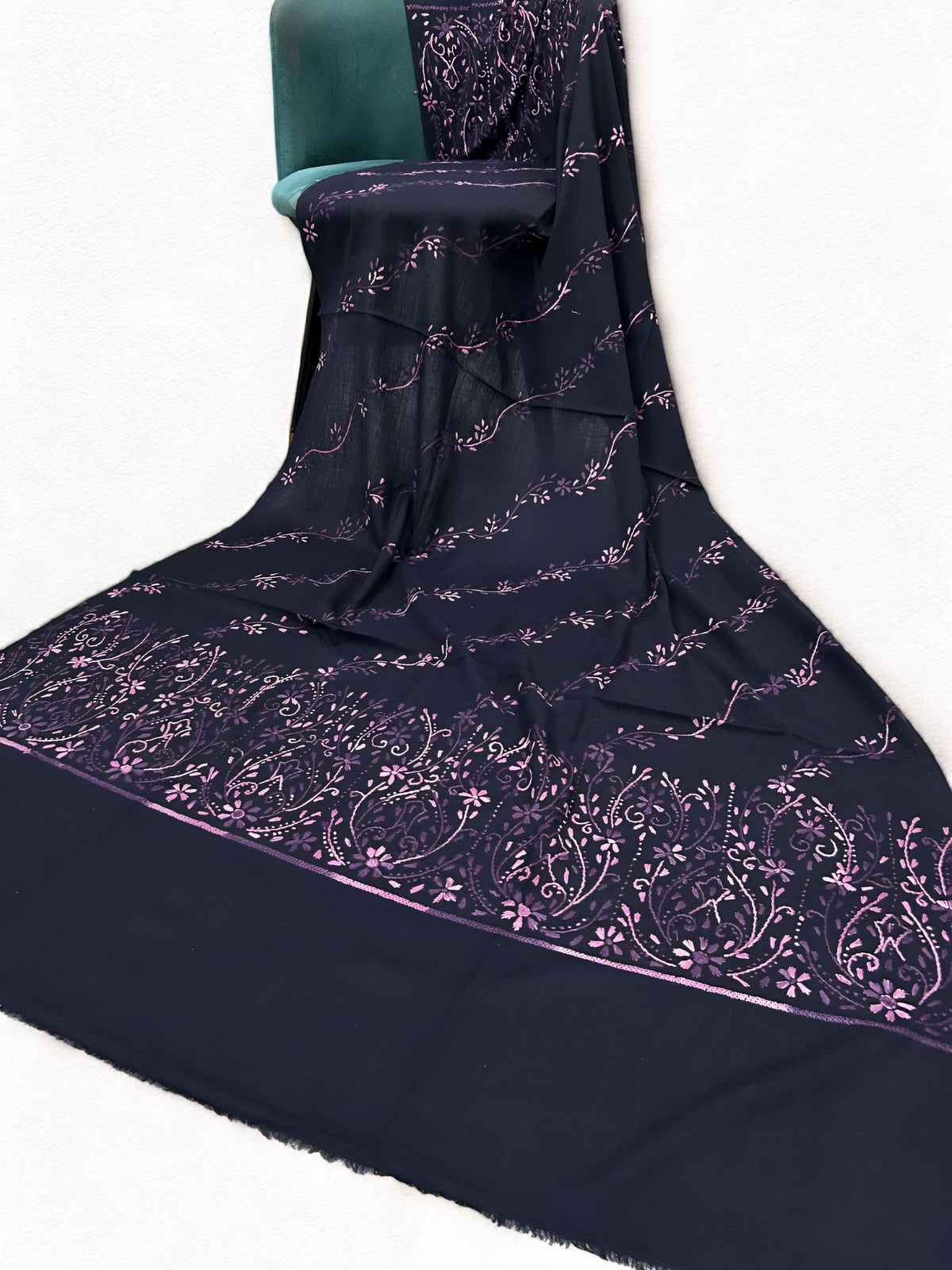 Lavender Twilight – Hand Embroidered Kashmiri Shawl