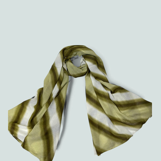Kelly Green Striped Tie Dye Printed Modal Hijab