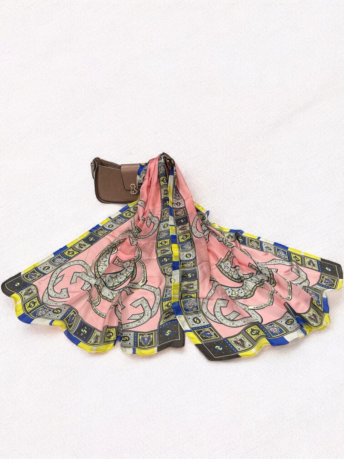Satin Silk Scarf - Tea Pink Green Gucci