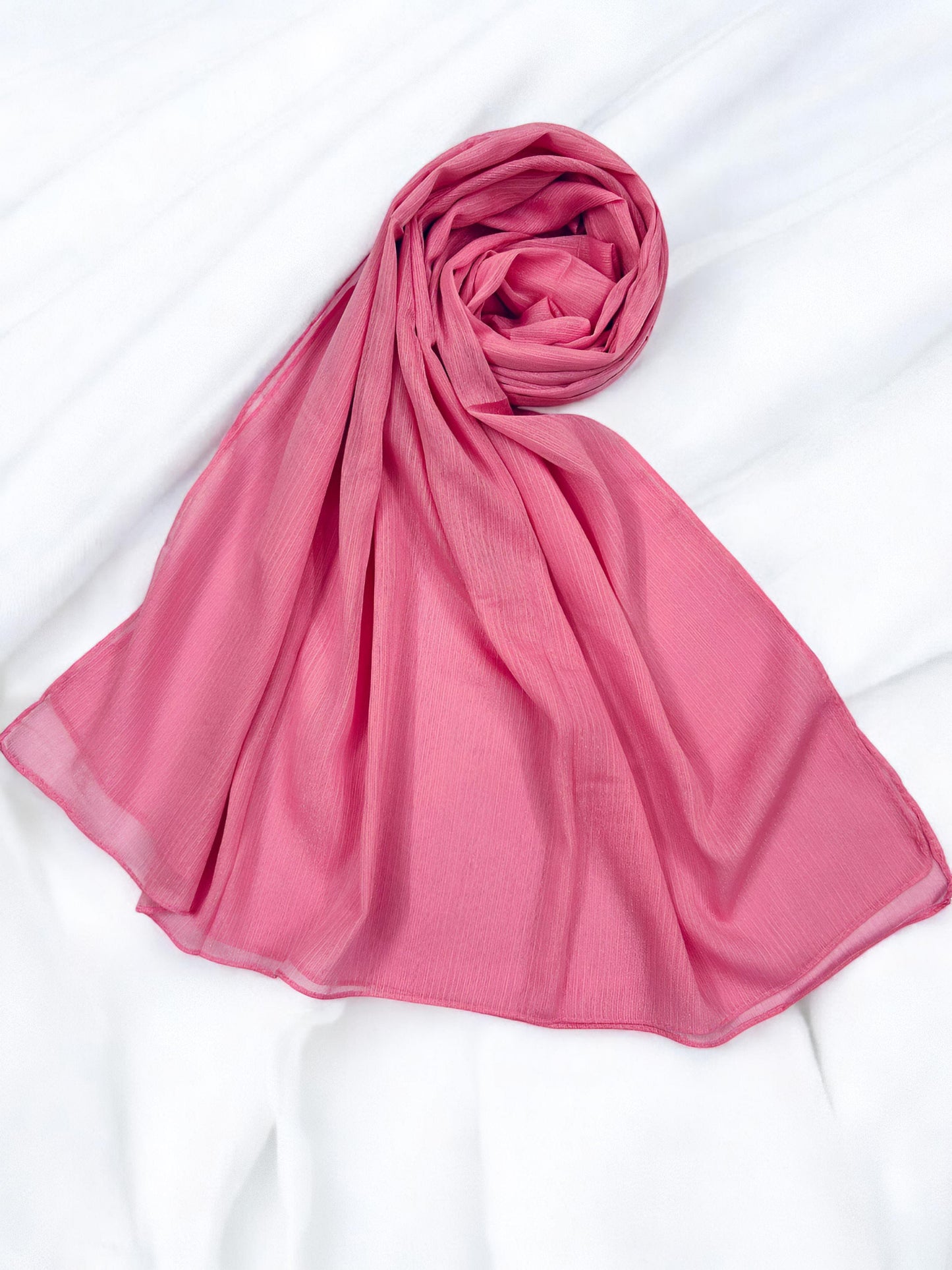 Neon Pink - Crinkle Shimmer Chiffon Wedding Party Occasion Hijab Scarf