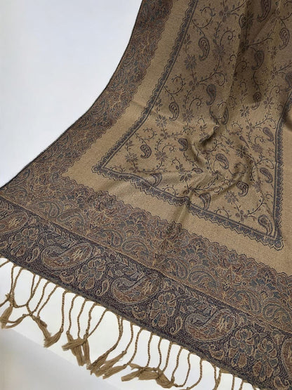 Beige Purple Mauve two-tone Paisley Pashmina Hijab