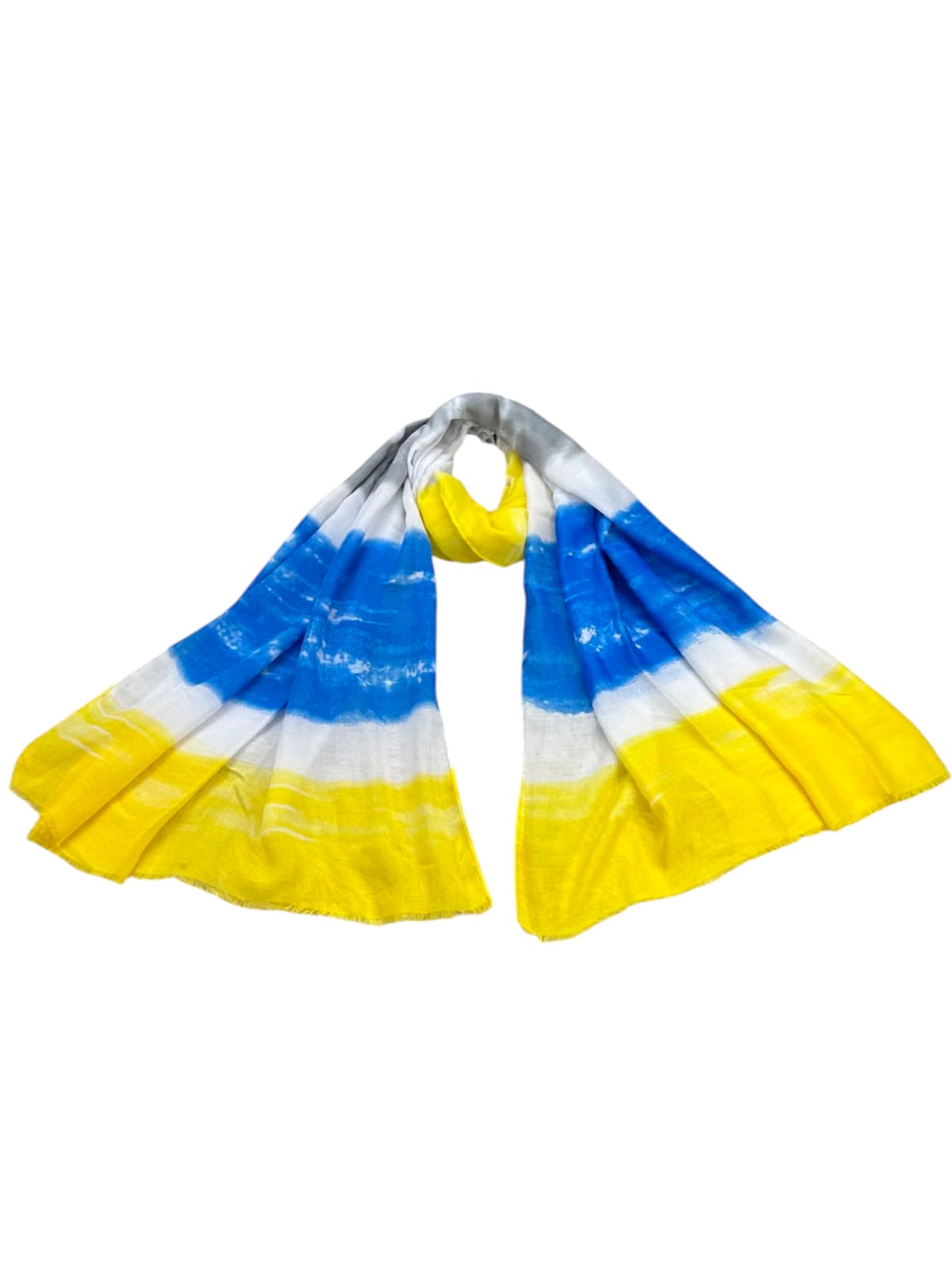 Yellow Blue Sunset Tie-Dye Printed Modal Hijab