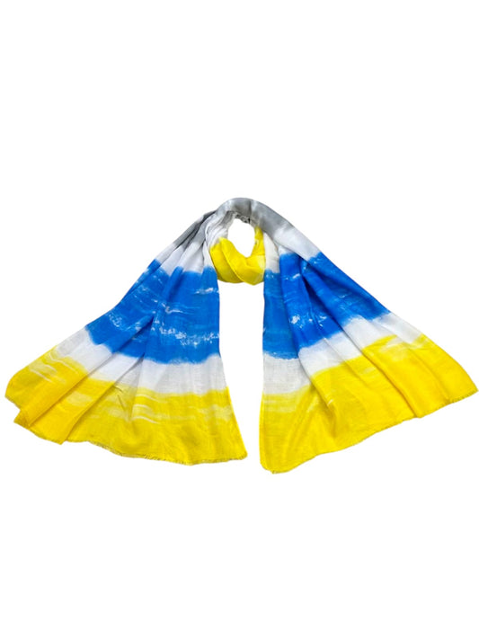 Yellow Blue Sunset Tie-Dye Printed Modal Hijab