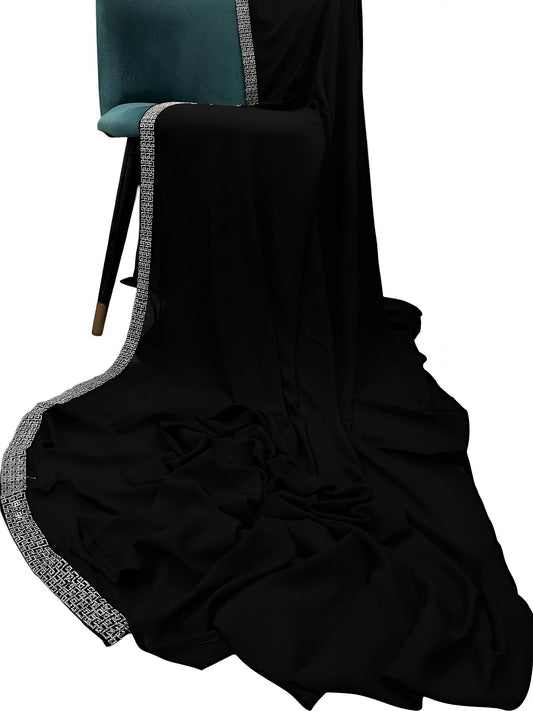 Black Silver Maze Sparkle Border Shaal