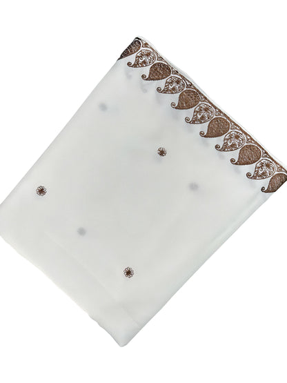 White Brown Paisley Shaal