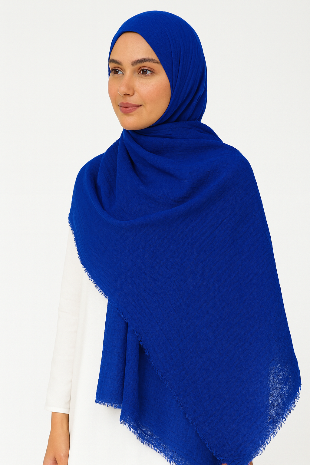 Electric Blue - Crimp Lawn Hijab