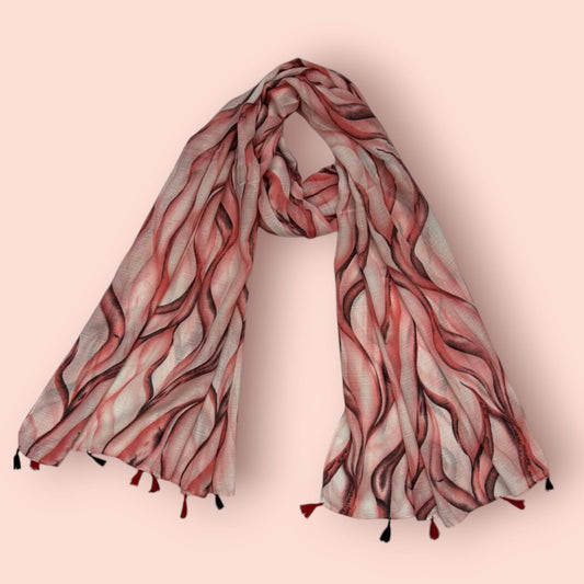 Rosewood Coral Waves Printed Modal Hijab