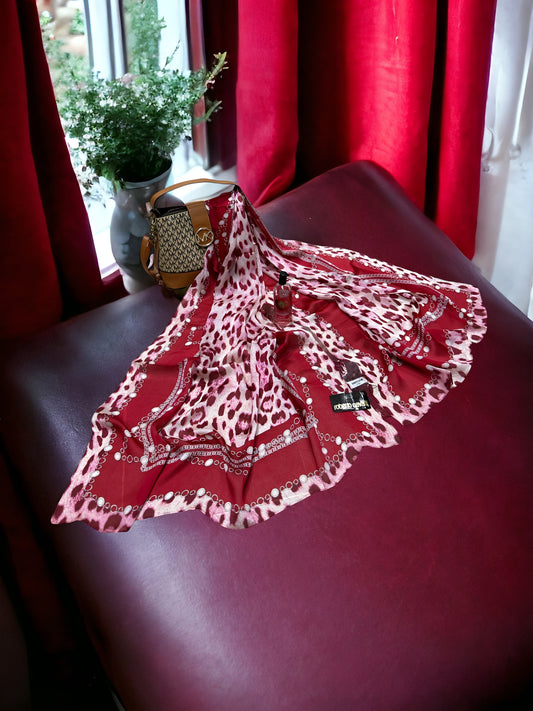 Satin Silk Scarf - Red Roberto Cavalli