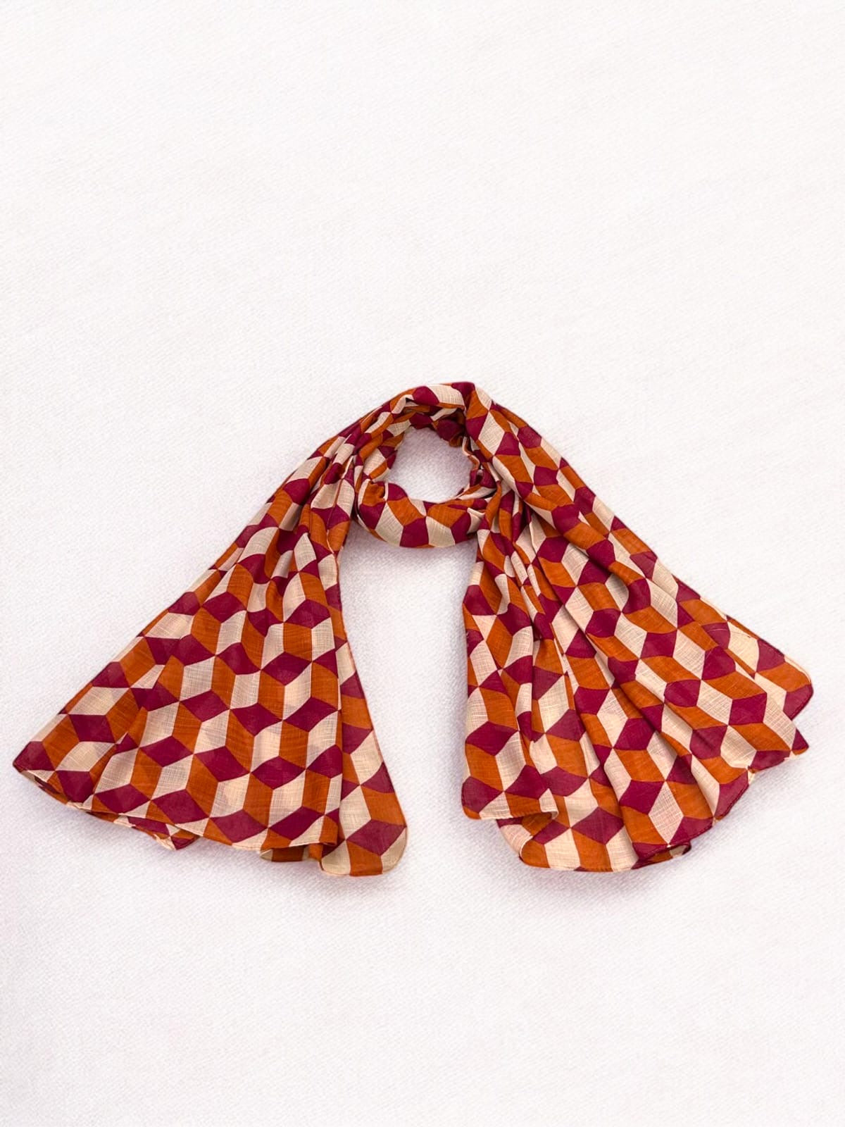 Maroon Rust Diamond Printed Modal Hijab