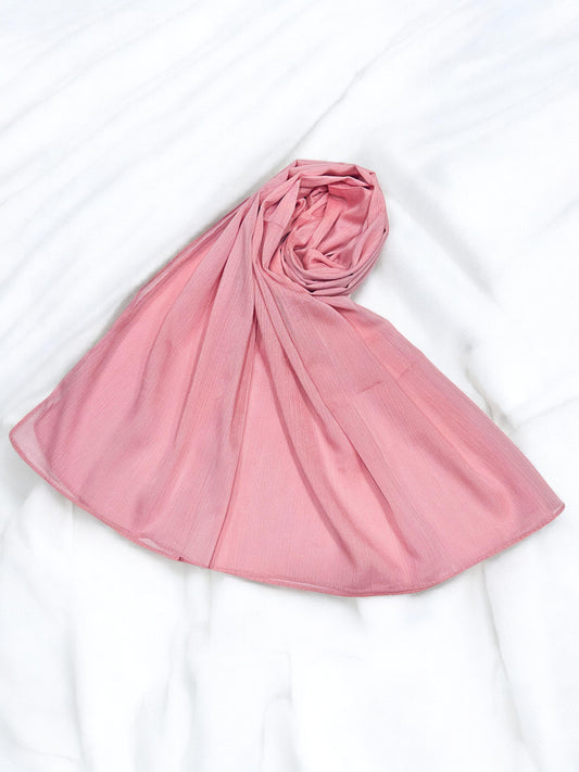 Flamingo Pink - Crinkle Shimmer Chiffon Wedding Party Occasion Hijab Scarf