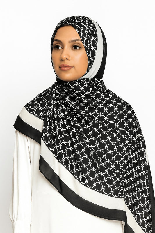 Branded Black Gucci Printed Modal Hijab