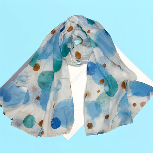 Sky Blue Circles Printed Modal Hijab
