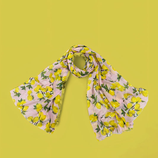 Baby Pink Lemons Printed Lawn Hijab