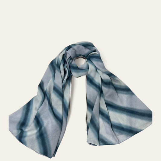 Blue Striped Tie Dye Printed Modal Hijab