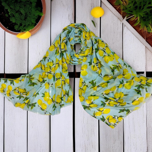 Blue Lemons Printed Lawn Hijab