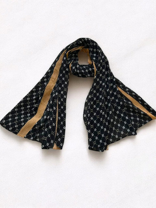 Black Van Cleef Printed Pleated Modal Hijab