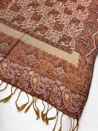 Beige Rust Orange Dual Tone Pashmina Hijab